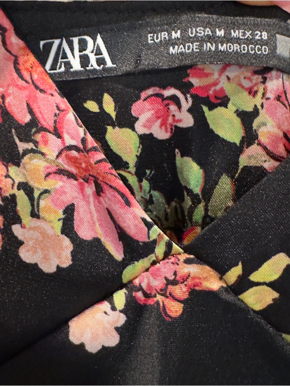 Black Floral Slip Dress with Pink Bouquet Print - Picture 4 of 7